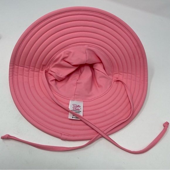 Ruffle Butts Pink Sun Hat and Pink Floral Long Sleeve Swim Suit Infant Baby - Picture 13 of 13